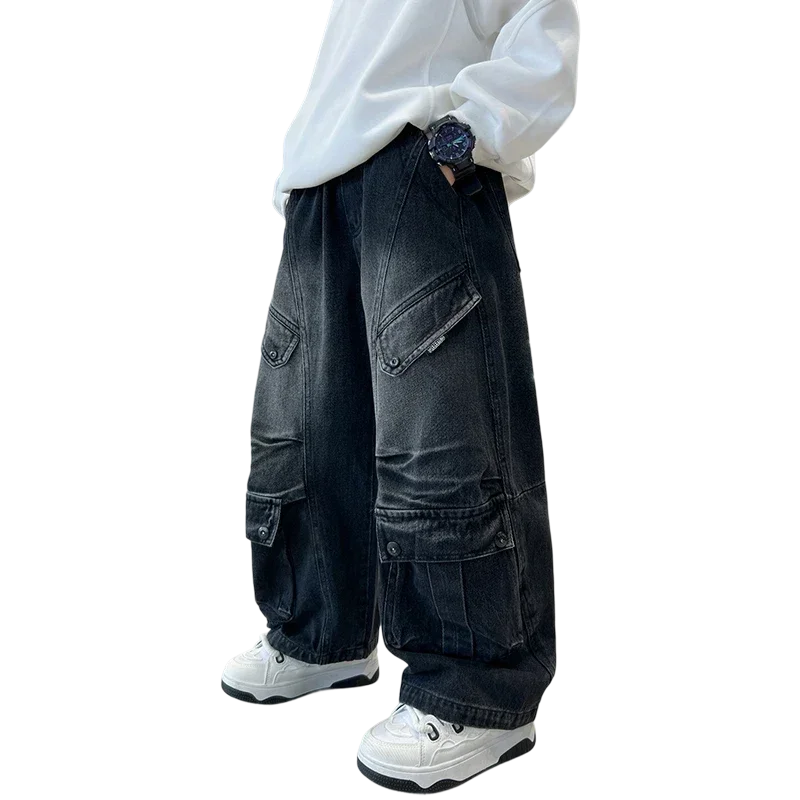 

2025NewNew 2025 Boys' Casual Korean Style Autumn and Winter Loose Simple Denim Jeans High Quality.4-15year
