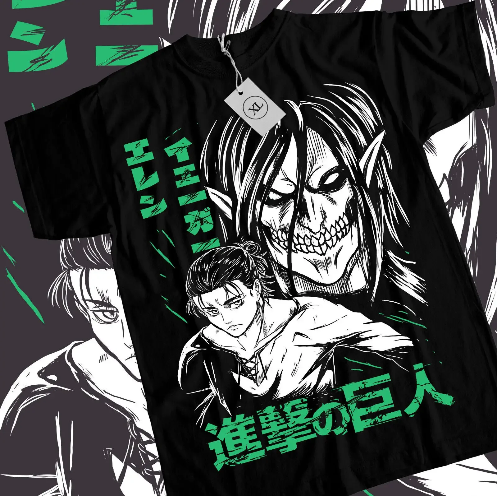 

Eren Yeager T-Shirt Shingeki No Kyojin Attack on Titan Black Shirt Tee All Size