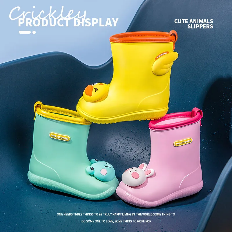 3D Cartoon Animals Kids Rain Shoes Fashion Dinosaur Waterproof Boys Girls Rain Boots Soft Non Slip Toddler Children Rainboots