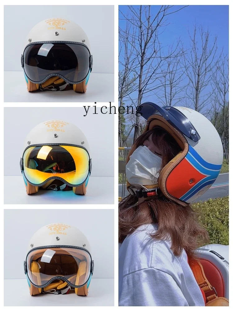 Xl Retro Biker's Helmet Three-Quarter Helmet Motorcycle Helmet