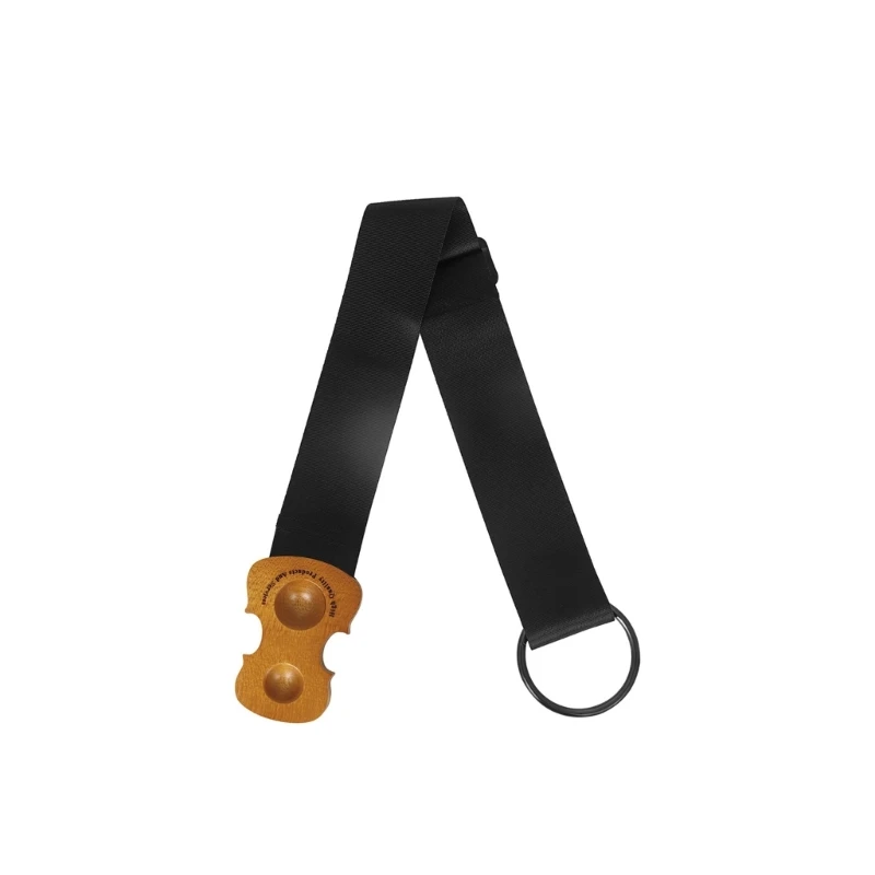 Double Hole Cello Endpin Rest Wooden Base with Strap and Metal Ring, Non Slip Floor Support for Smooth Practice Room and 24BD