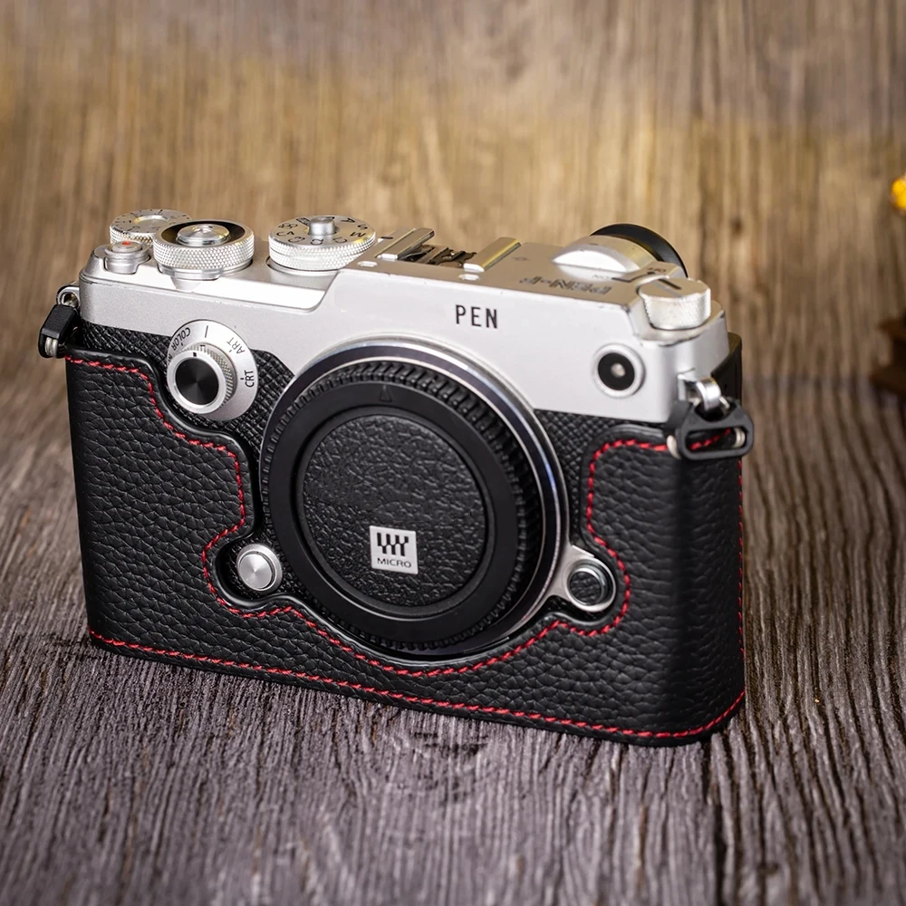 

For OLYMPUS PEN-F Case Protective Case F Cover Bag Leather Camera Bag Genuine Leather Camera Half Case Photography Accessories