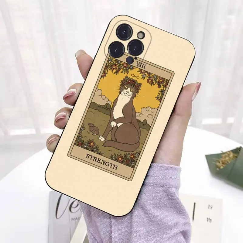 Witches moon Tarot Mystery totem cat Phone Case Silicone Soft For iphone 14 13 12 11 Pro Mini XS MAX 8 7 6 Plus X 2020 XR Shell