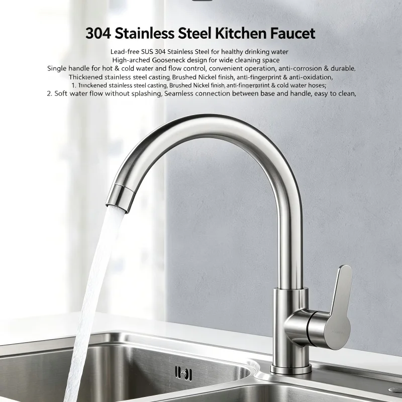 Punch-Free Black Nickel Bathroom Sink Faucet 360° Rotatable Stainless Steel Single Handle Hot Cold Water Mixer Tap Modern Wall M