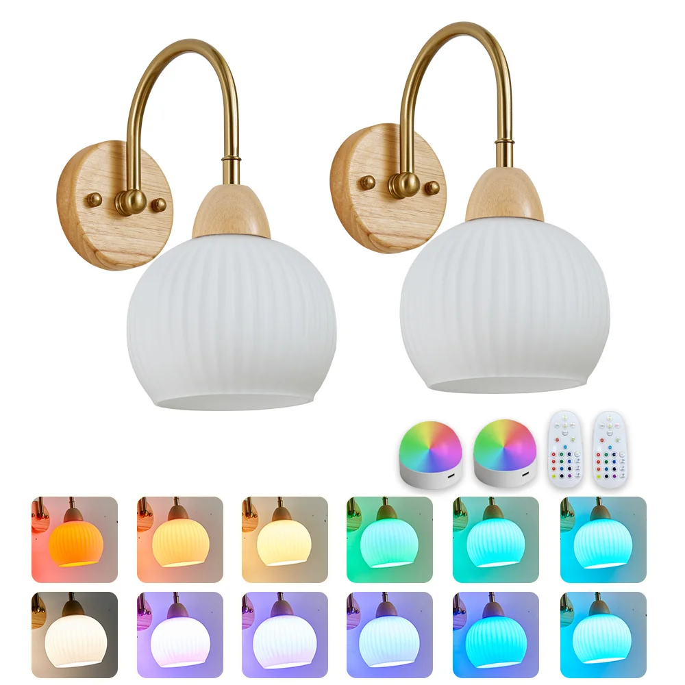 

Wall Lights Battery Operated Wall Sconces Set Of 2, Gold Wireless Wall Sconces With Remote, 15 Colors Modes Rechargeable Wall