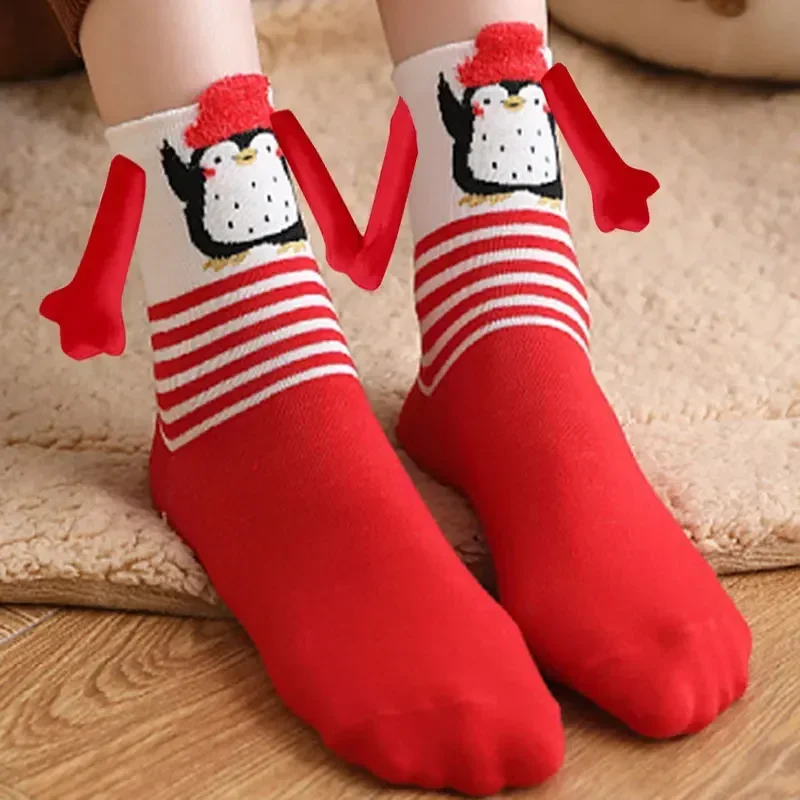 Christmas Socks lovers  Women Magnetic Hand Holding Best Knitted Popular Celebrities Couples Socks Attractive Festival Partywear