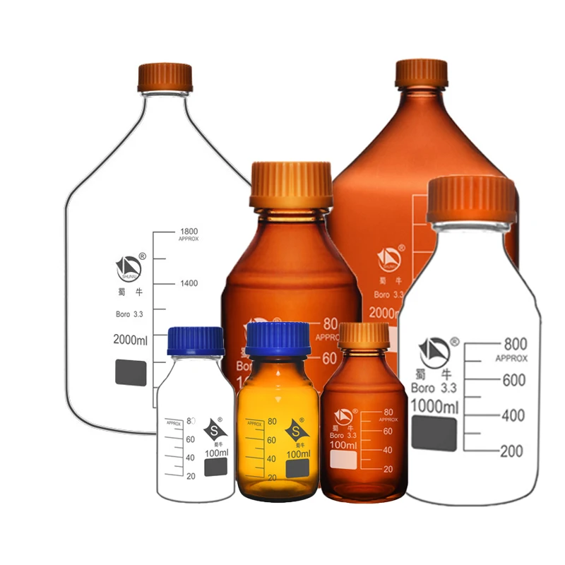 

Laboratory Reagent Bottles Threaded Bottles Chemical Experiment Sampling Bottles Sterile Borosilicate Glass Bottles Flasks