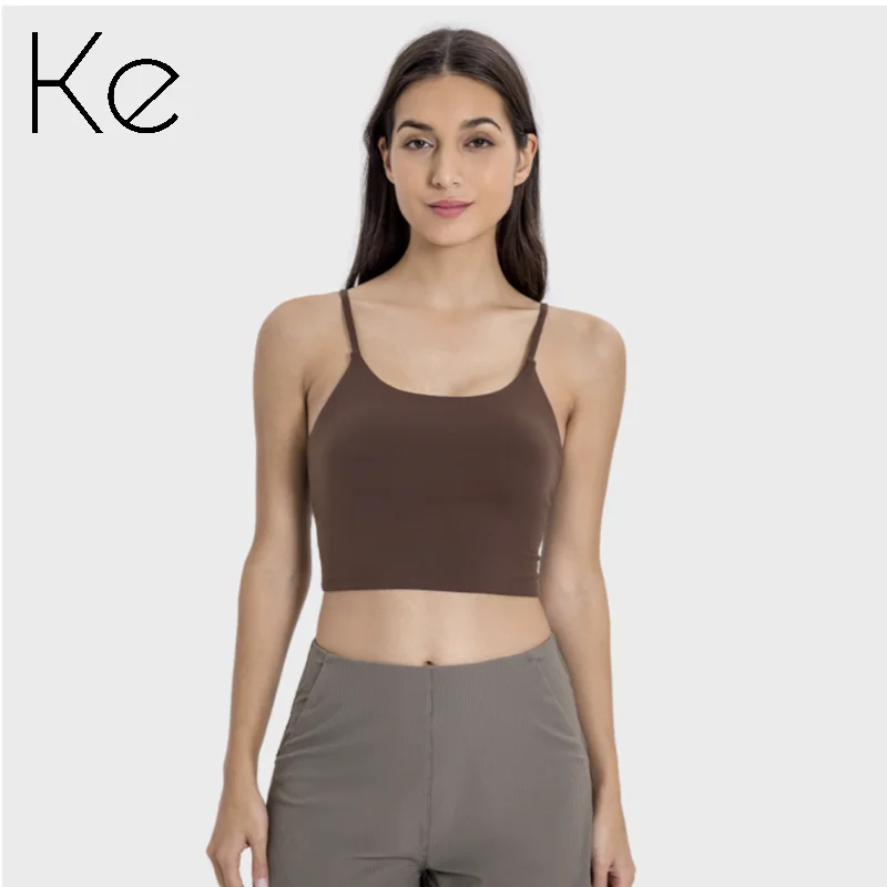 

KE604 Spring and summer new with chest pads camisoles yoga vest gathered shockproof running fitness versatile sports bra women