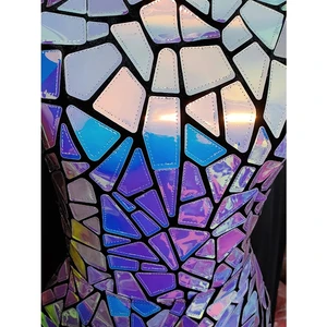 لامعة ليزر مرآة ملهى ليلي اللباس بلا أكمام بار دي جي غوغو راقصة مغني المرحلة زي المرأة مساء عيد ميلاد الزي أفضل 6 ملابس مغنية مبيعا - رقم 3