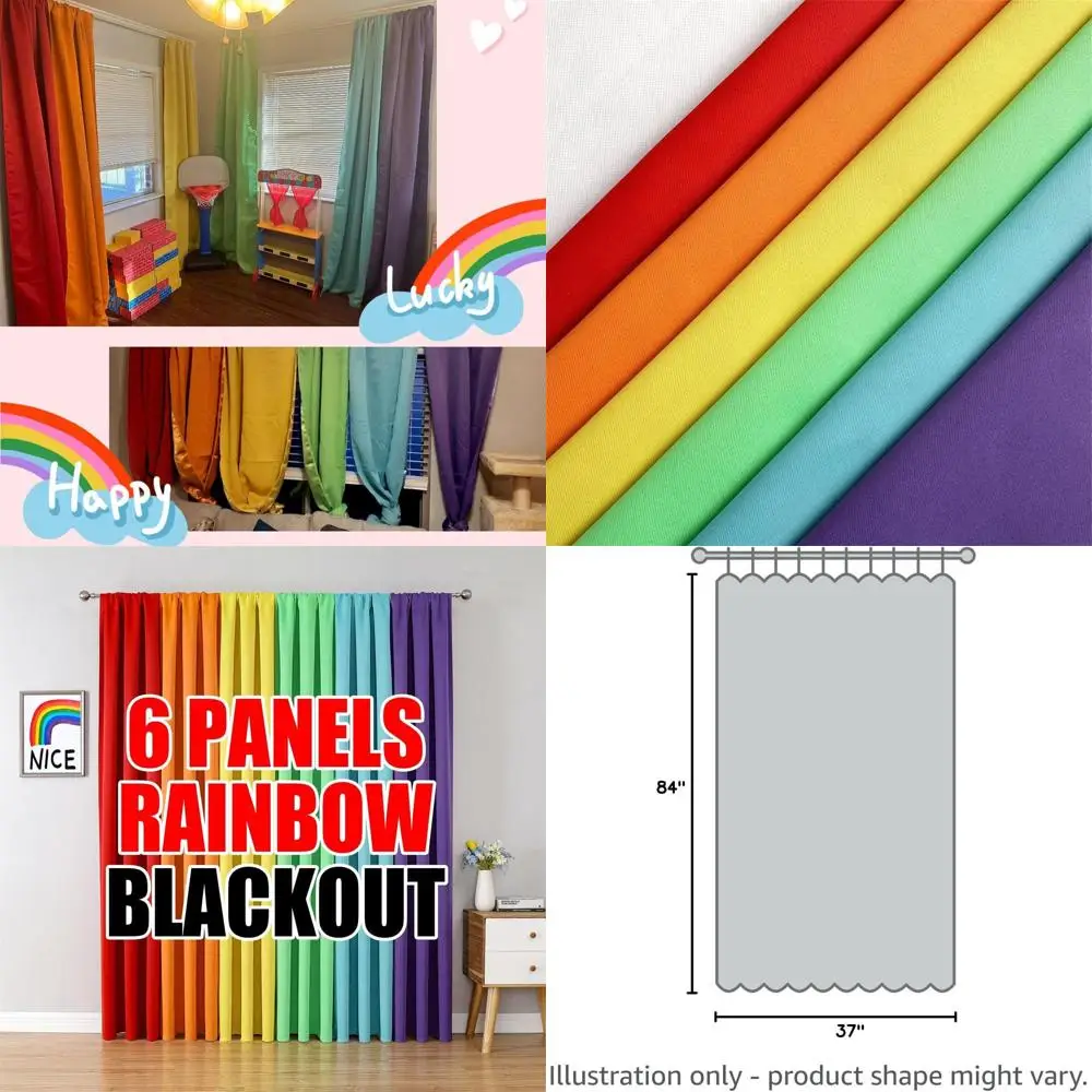 

84 шторы с карманами для карнизов Rainbow Rod Pocket - 6-панельные светонепроницаемые для спальни и гостиной