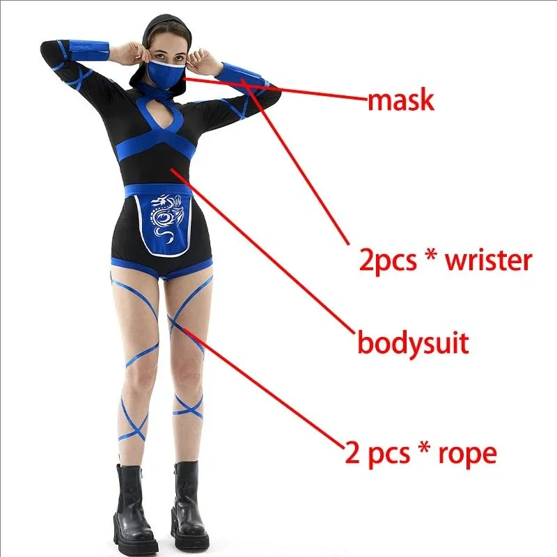 Frauen Sexy Ninja Kostüm Anime Drachen Samurai Ninja Cosplay Overall Uniform Sexy Anzug Weibliche Erwachsene Rot grün Halloween kostüm