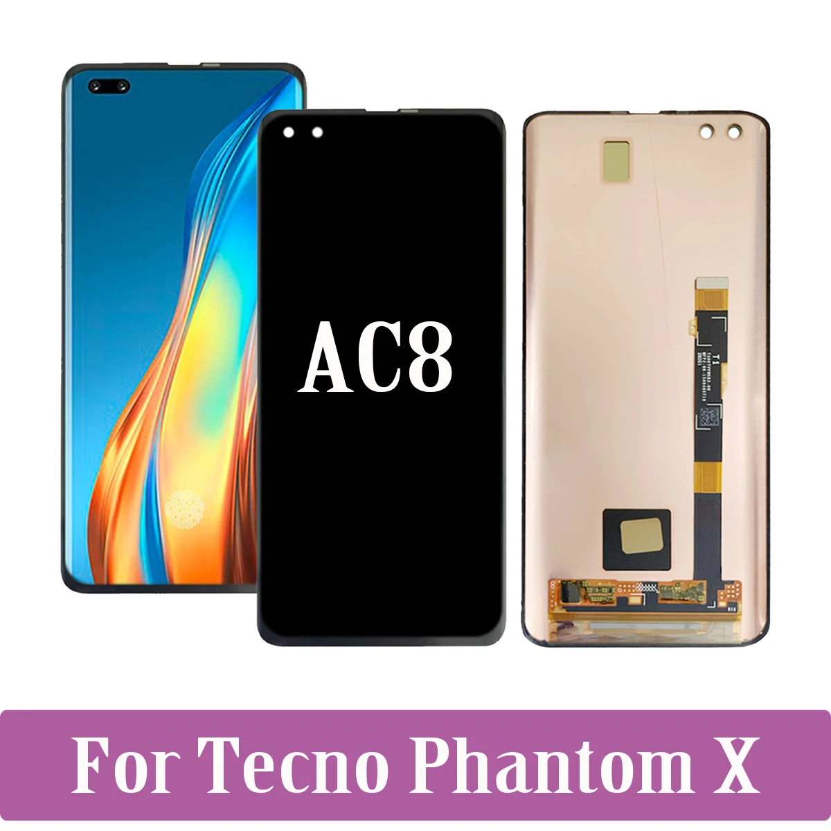 6.7'' AMOLED For Tecno Phantom X LCD Display Touch Screen Replacement Digiziter Assembly For Tecno PhantomX AC8 LCD