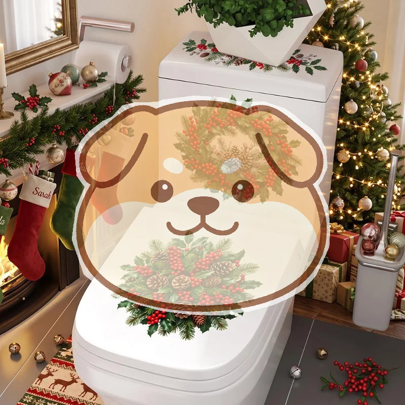 Floral Toilet Lid Sticker Waterproof Self-Adhesive Bathroom Wall Decal Non-Fading Removable Decor for Home Restroom Decoration