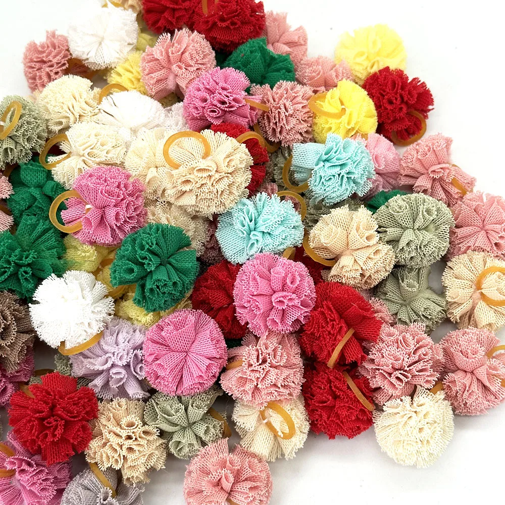 50/100 قطعة اليدوية الكرة نمط كلب فيونكات شعر الحيوانات الأليفة إكسسوارات الشعر الأربطة المطاطية مستلزمات الحيوانات الأليفة كلب الاستمالة اكسسوارات