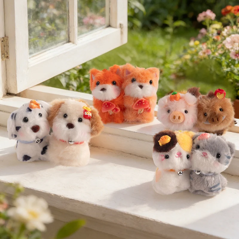 animal Backpack Decoration Couple Cartoon Keychains magnetic attraction Stuffed pig fox Cat Dog Plush Doll kids Plushies Toys