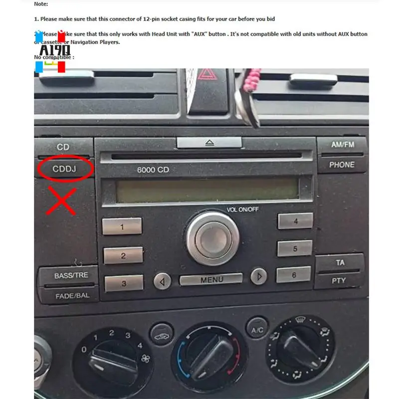 A19Q-Car Audio Bluetooth Cable Adapter For Ford Fiesta Focus Mondeo Kuga Sony 6000CD Radio Musik Stream