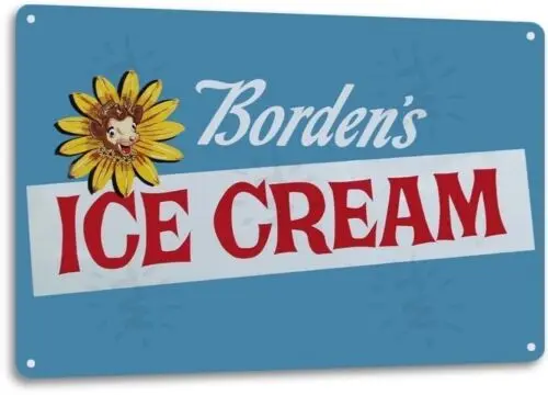 Borden’s Ice Cream Milk Store Kitchen Retro Logo Wall Decor Large Metal Sign