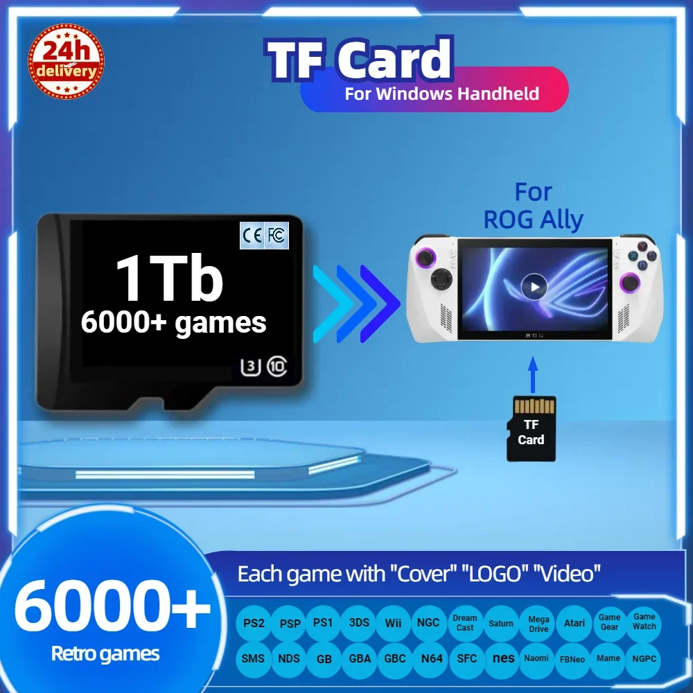 

1TB Pegasus TF Game Card for ROG Ally Memory: Play Classic Retro Games on PS2 PSP 3DS Windows Portable Console Gaming Handheld