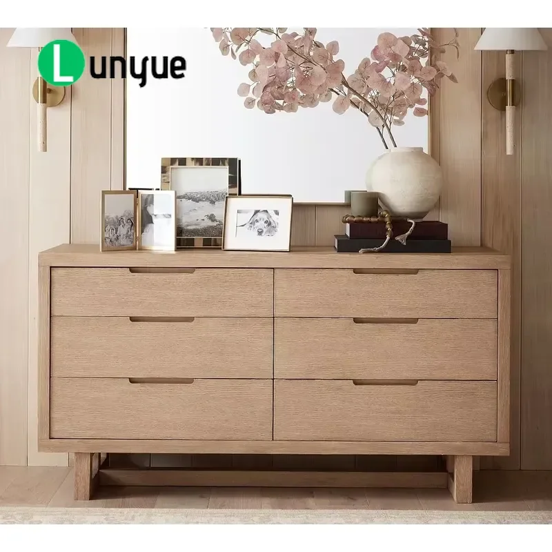 Handmade Custom 6 Drawer Wooden Dresser Practical Home Furniture Affordable High Quality Storage Cabinet for Bedroom Living