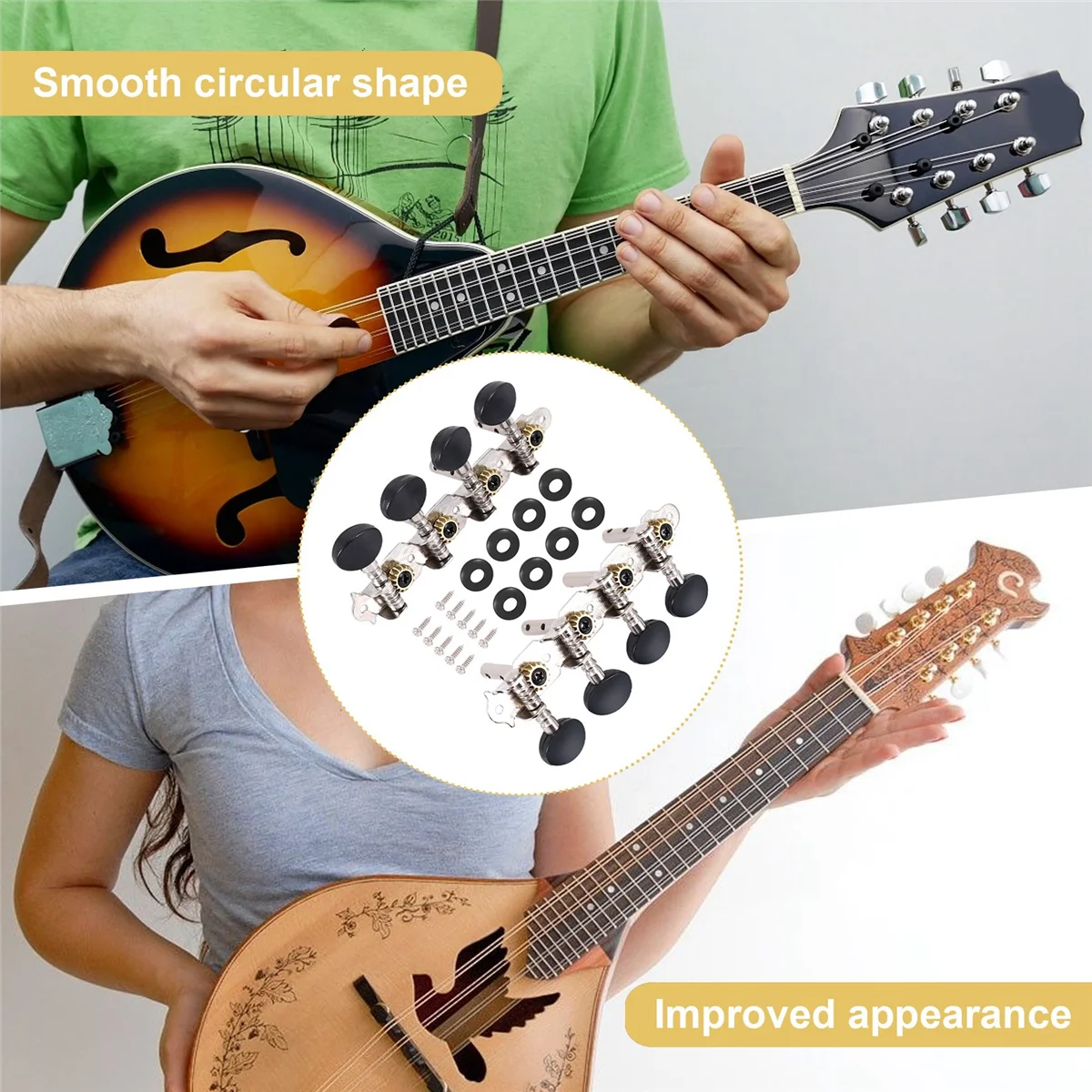 SMIEA 4L4R Piroli per mandolino Teste di macchine Piroli per corde per 8 corde Accessorio per strumenti per mandolino