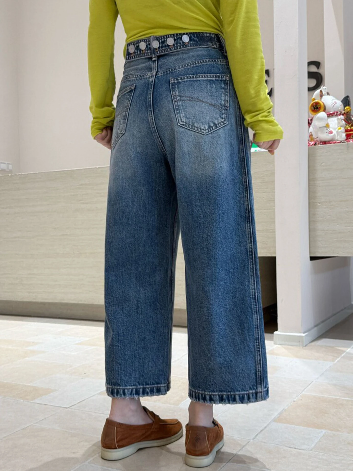 

High Waist Wide Leg Jeans Women's Summer Thin New Style 2026 Hole Punching Slimming Eighteen Straight Cut Casual Cotton Blend