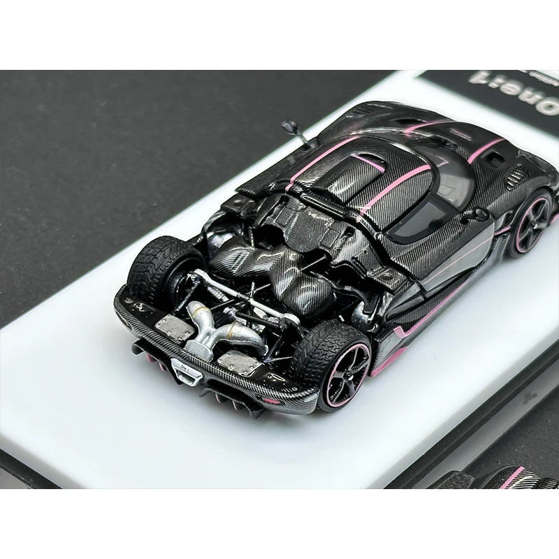 TPC In Stock 1:64 ONE Pink Gold Carbon Fiber Hood Stripe Opened Hood Diecast Car Model Collection Miniature Toys