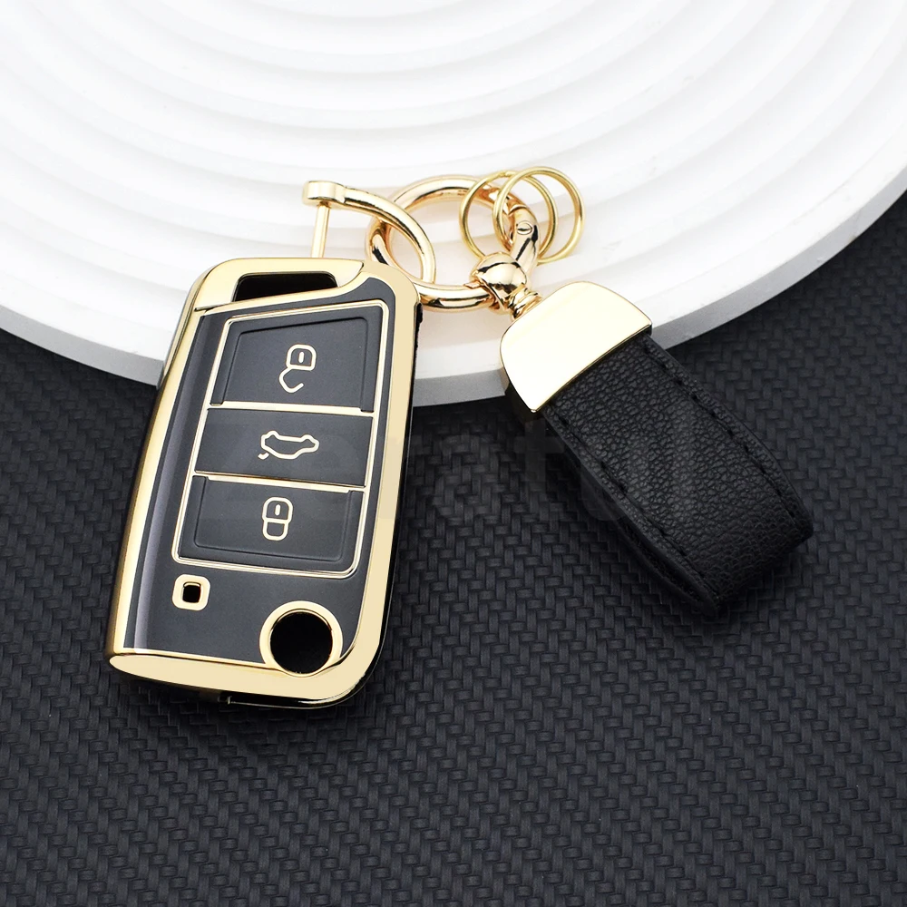 بولي TPU سيارة بولي يوريثان للطي مفتاح غطاء قذيفة لشركة فولكس فاجن فولكس فاجن MK7 GTI 7 جولف 7 جولف R سكودا اوكتافيا A7 مقعد حقيبة حامل حامي