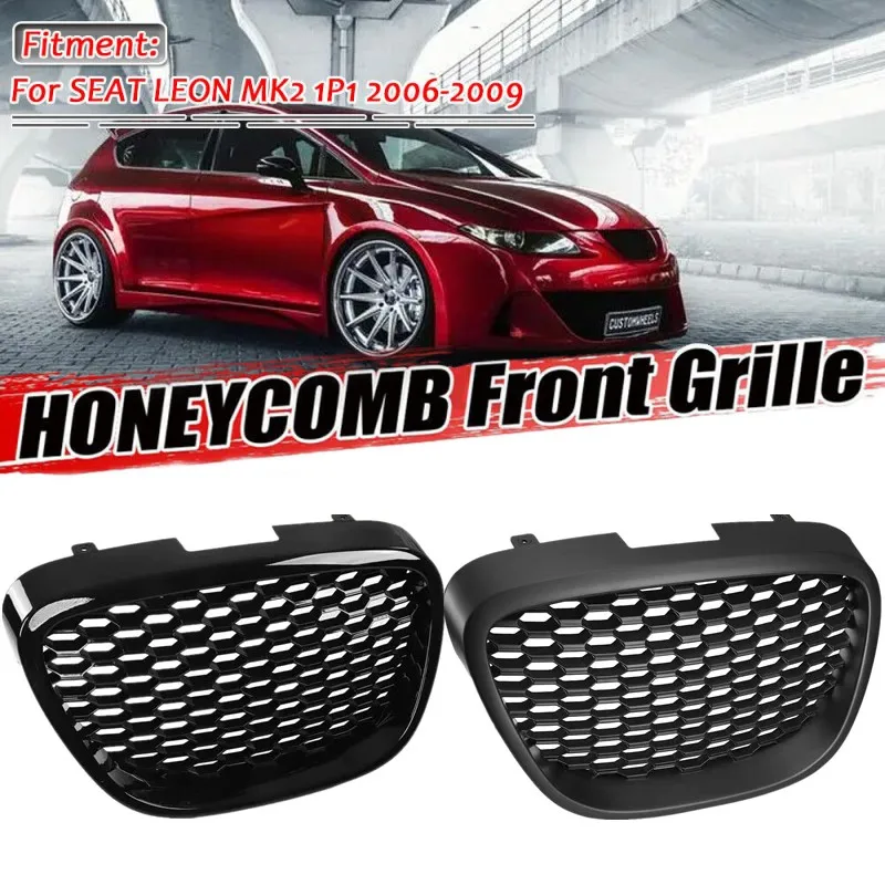 

Honeycomb Front Bumper Grill For Seat Leon 1P MK2 / Altea 5P / Toledo MK3 1133007 Matte Black Heatproof Radiator Grill Grille