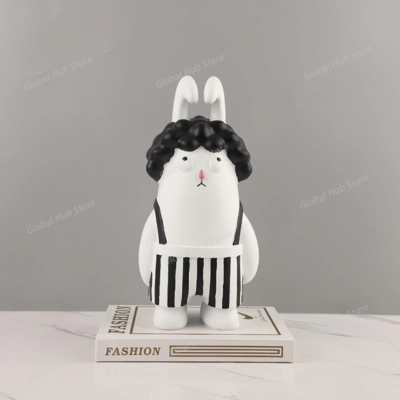 Modern Minimalist Fun Cute Strap Rabbit Resin Ornament Cartoon Children's Home Decoration