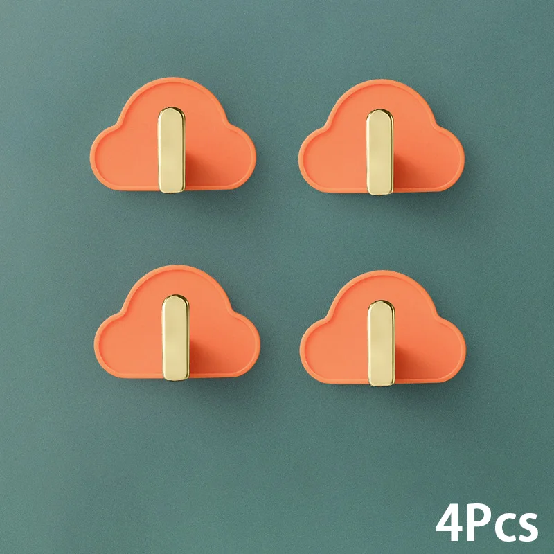 4PCS Nordic Style Cloud Shaped Punch Free Wall Hanging Self Adhesive Clothes Bags Keys Hanging Rack Drilling Decoration Hook