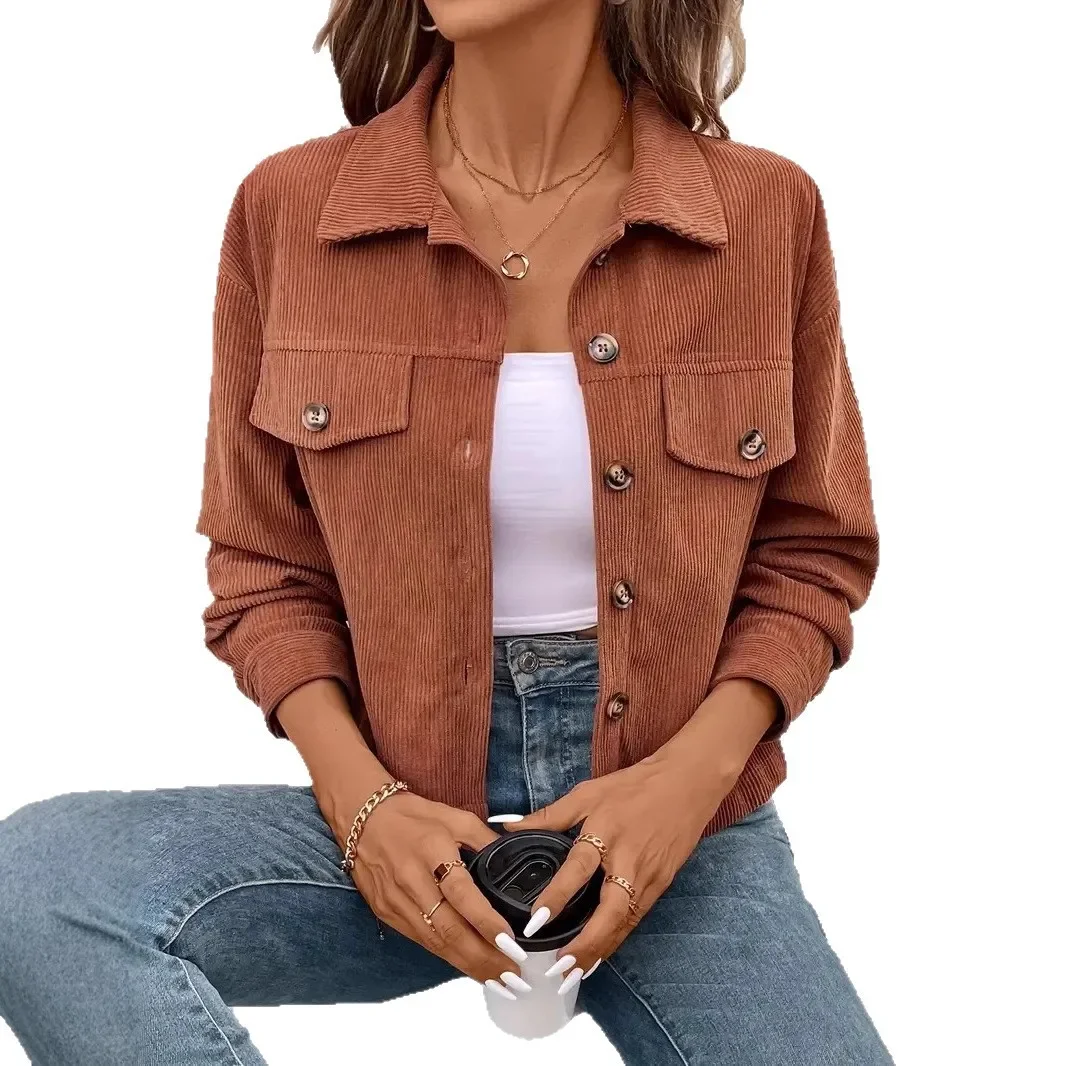 per donna, bottoni, tessuto in poliestere stile artistico vintage, vestibilità ampia, spessore medio, giacca casual a maniche lunghe