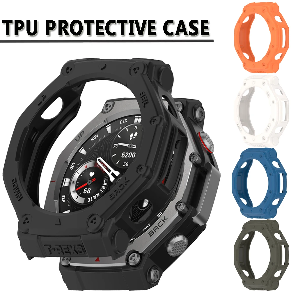 Soft TPU Case Cover for Xiaomi Huami Amazfit T-REX 3 Smart Watch Hollow Protector Shell T-REX3 Silicone Protection Frame