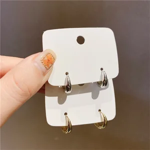 أقراط Huitan المعدنية للنساء, بسيط, متعدد الاستخدامات, ملابس يومية, اكسسوارات الأذن اليومية, بنات, مجوهرات بيان, أزياء أعلى 6 مبيعات ثقب الأذن - رقم 1