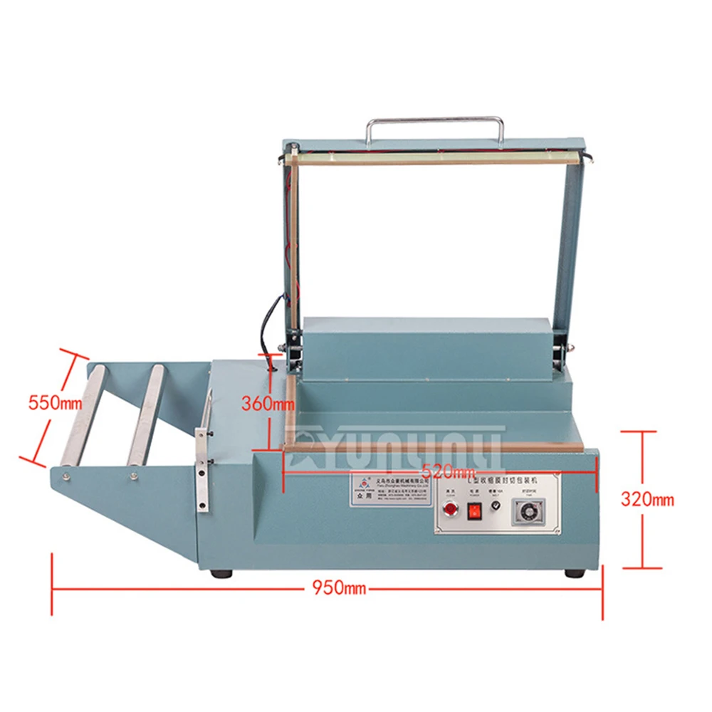 SF-380 Manual tipe L, 220v 800w, lapisan plastik Film DOF segel dan pemotong kemasan