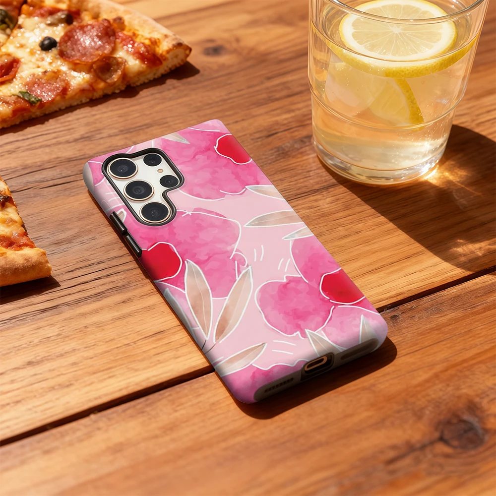 Funda de teléfono con flores de acuarela rosa para Samsung Galaxy S25 Ultra S24 S23 Ultra Plus, funda trasera de doble capa a prueba de golpes