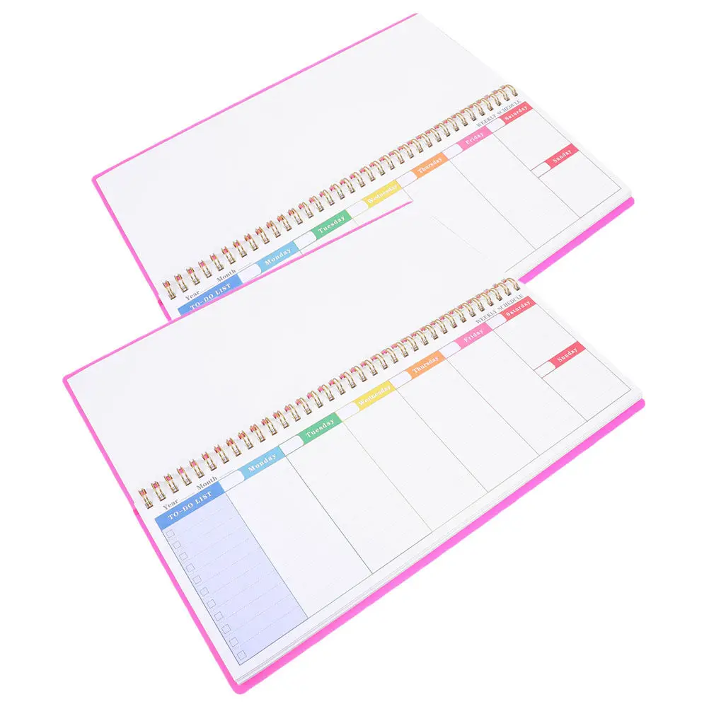 2Pcs Small Weekly Planner Spiral Bound Undated Horizontal Layout Tear-Off Pages Smooth Writing Sturdy Paper Desk Office Home