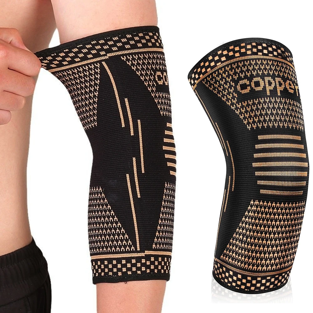 1pc New Copper Elbow Compression Sleeve, Tendonitis and Tennis Elbow Brace Sleeves for Weightlifting, Arm Support, Tennis Elbow