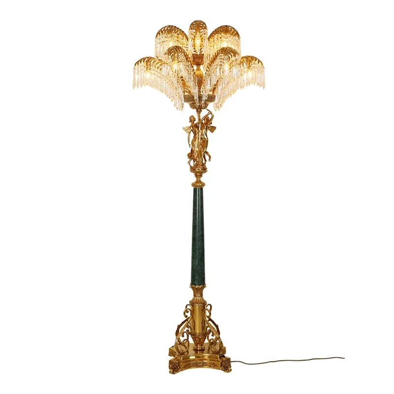 French Design Lighting Luxury Brass Standing Light Vintage Victorian Palm Floor Lamp For Villa