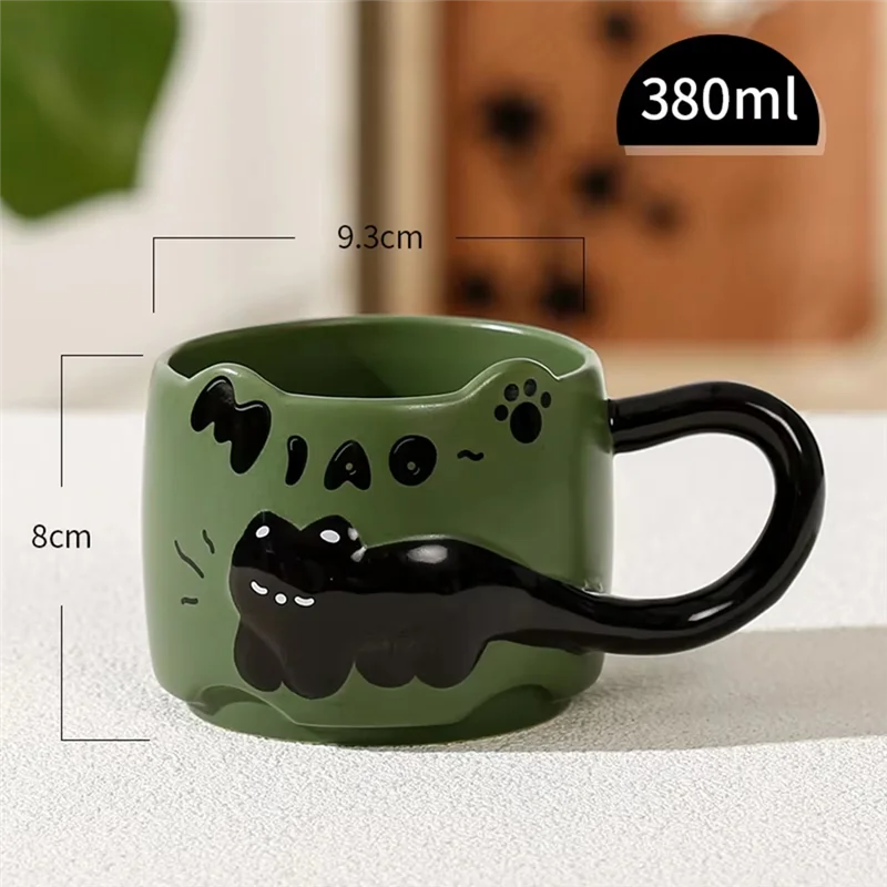 AB15-Vintage chat tasse 380Ml-mignon tasse à café empilée pour le petit déjeuner, utilisation dans le dortoir, verres à la maison, cadeau d'anniversaire idéal