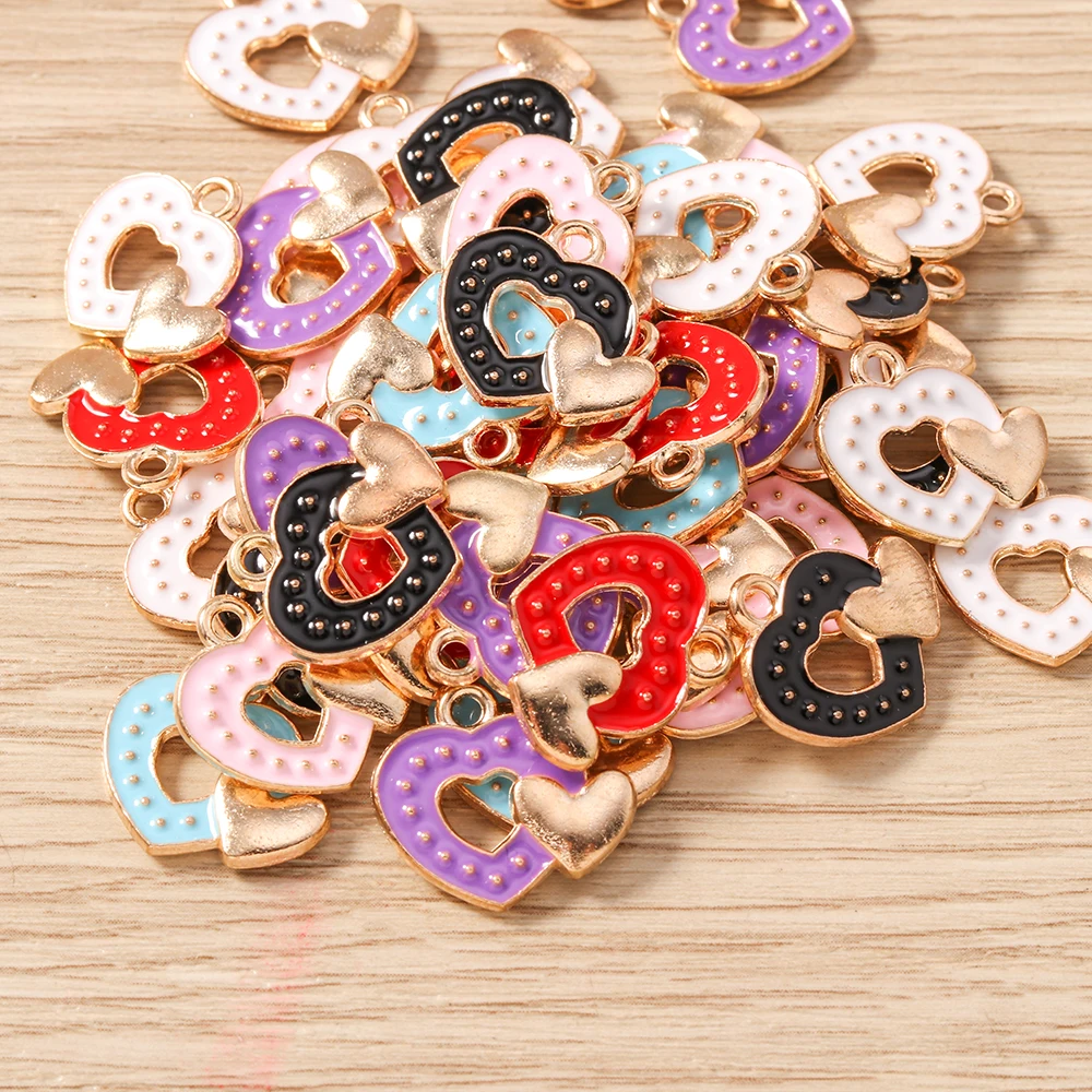 Tusember 20 Stück 15x16mm Anhänger Bunte Emaille-Herzanhänger für Schmuckherstellung Halsketten Armbänder Handgemachtes Kunsthandwerk – Detail 4