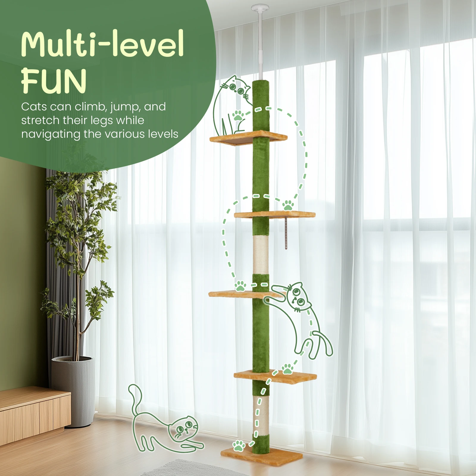 90-106inch Cat Tree Cat Tower for Indoor Cats