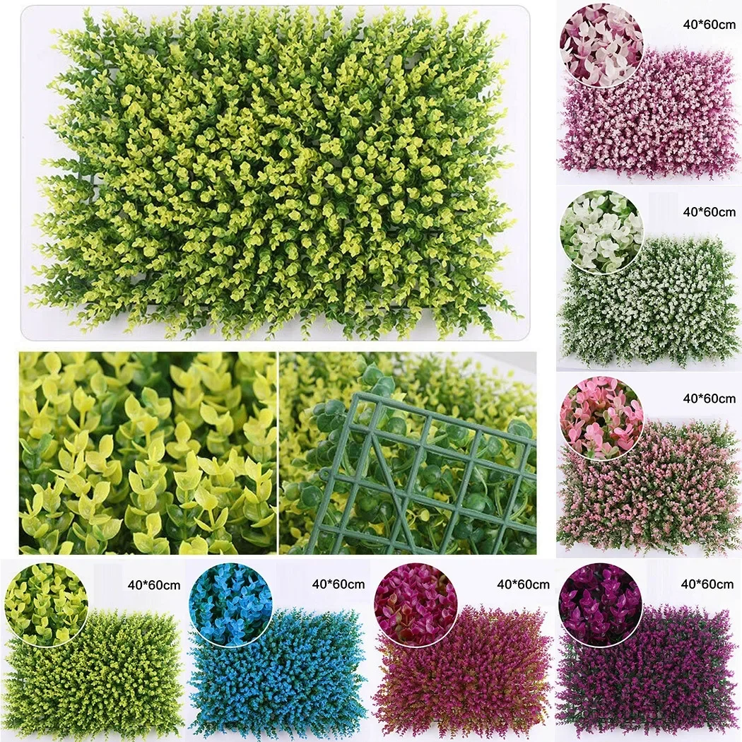 40x60cm/25x25cm Artificial Green Grass Square Plastic Lawn Plant LivingRoom Background Lawn Decoration Home Wall Decor