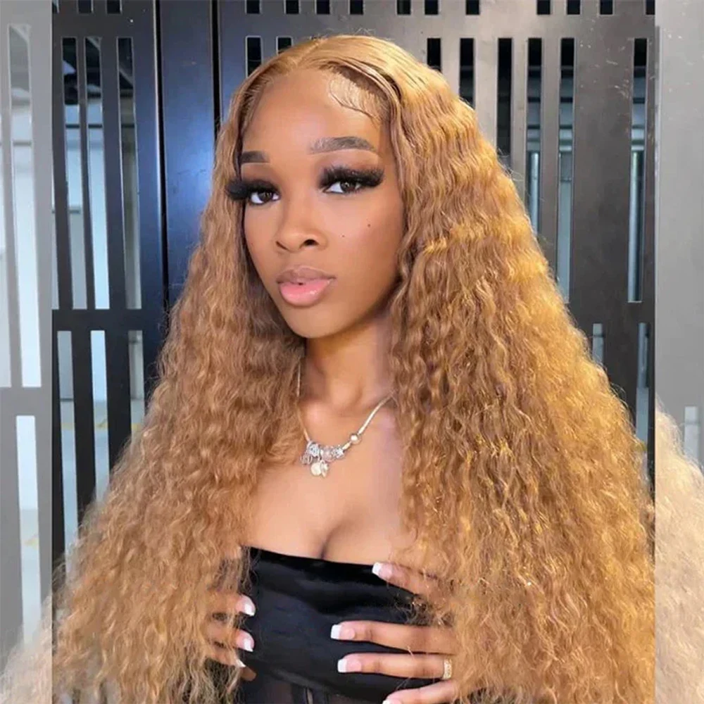 

30 inch Brazilian Deep Wave Honey Blonde 13x6 HD Lace Front Human Hair Wigs For Women 13x4 Glueless Curly Lace Frontal Wig Water