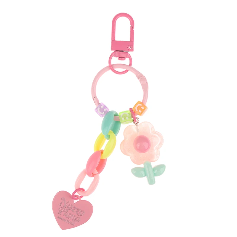 Cute Tulip Key Chain Flower Pendant Love Key Ring Backpack Charms Decoration Bag Accessories