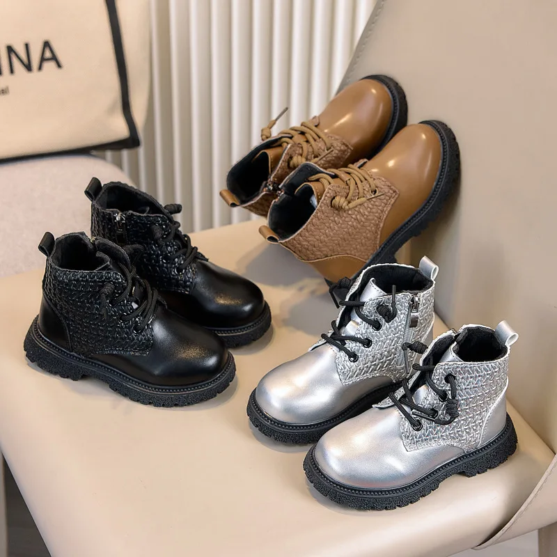 

Осенне-зимние ботинки принцессы на платформе, студенческие ботильоны с боковой молнией, детские ботинки для девочек