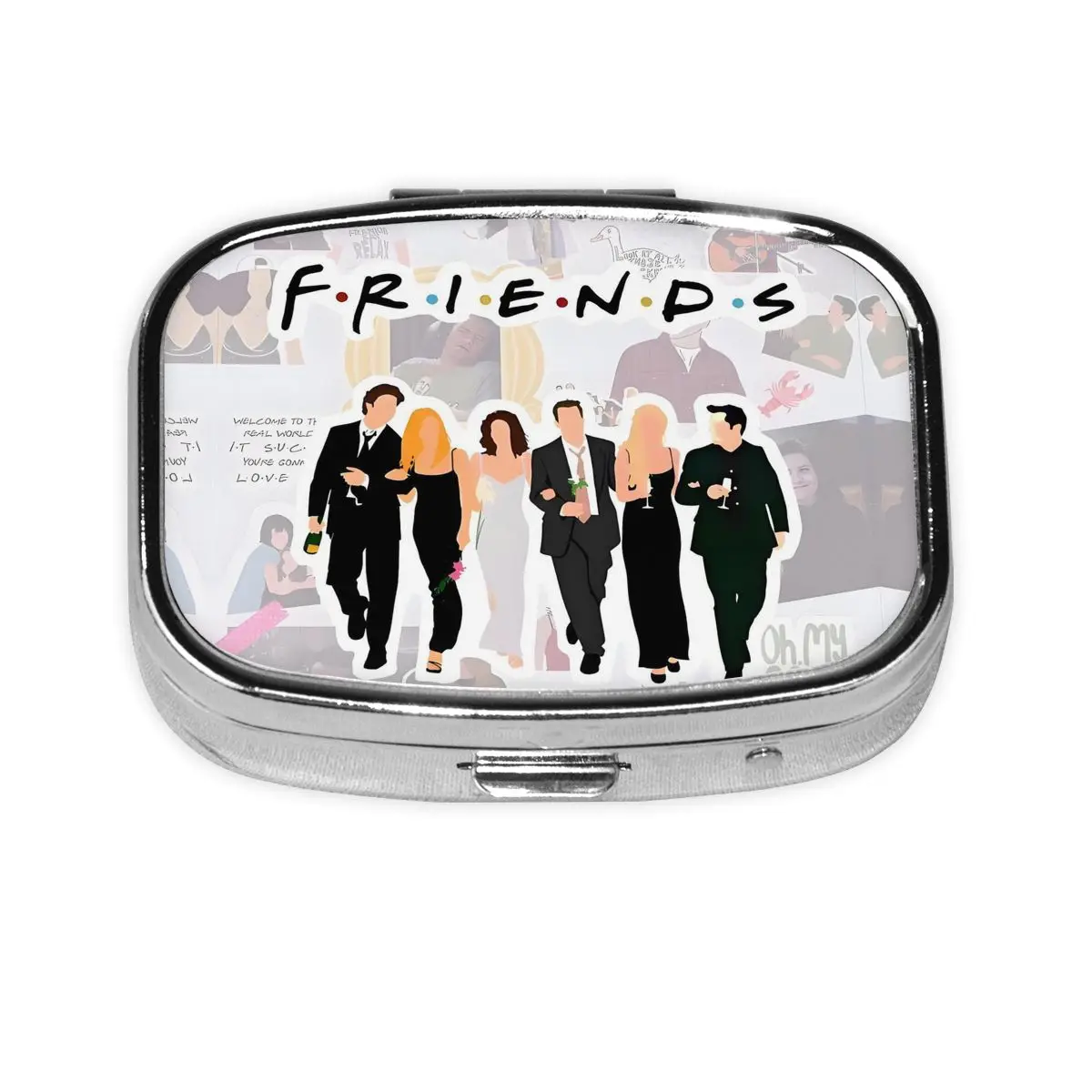

Personalized Friends Funny Quote Square Pills Box Classic TV Show Mini Metal Pill Container Medicine Box Dispenser