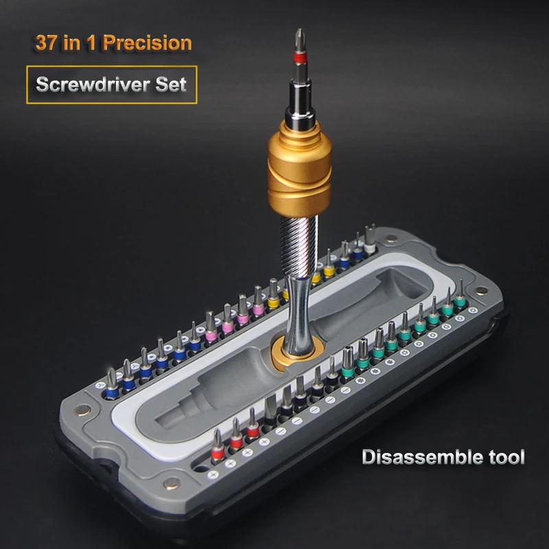 

Screwdriver Set 37 In 1 Mini Aluminum Screwdriver Precision Disassembly Tool Magnetic Torx Hex Bit for Phone Watch Glasses