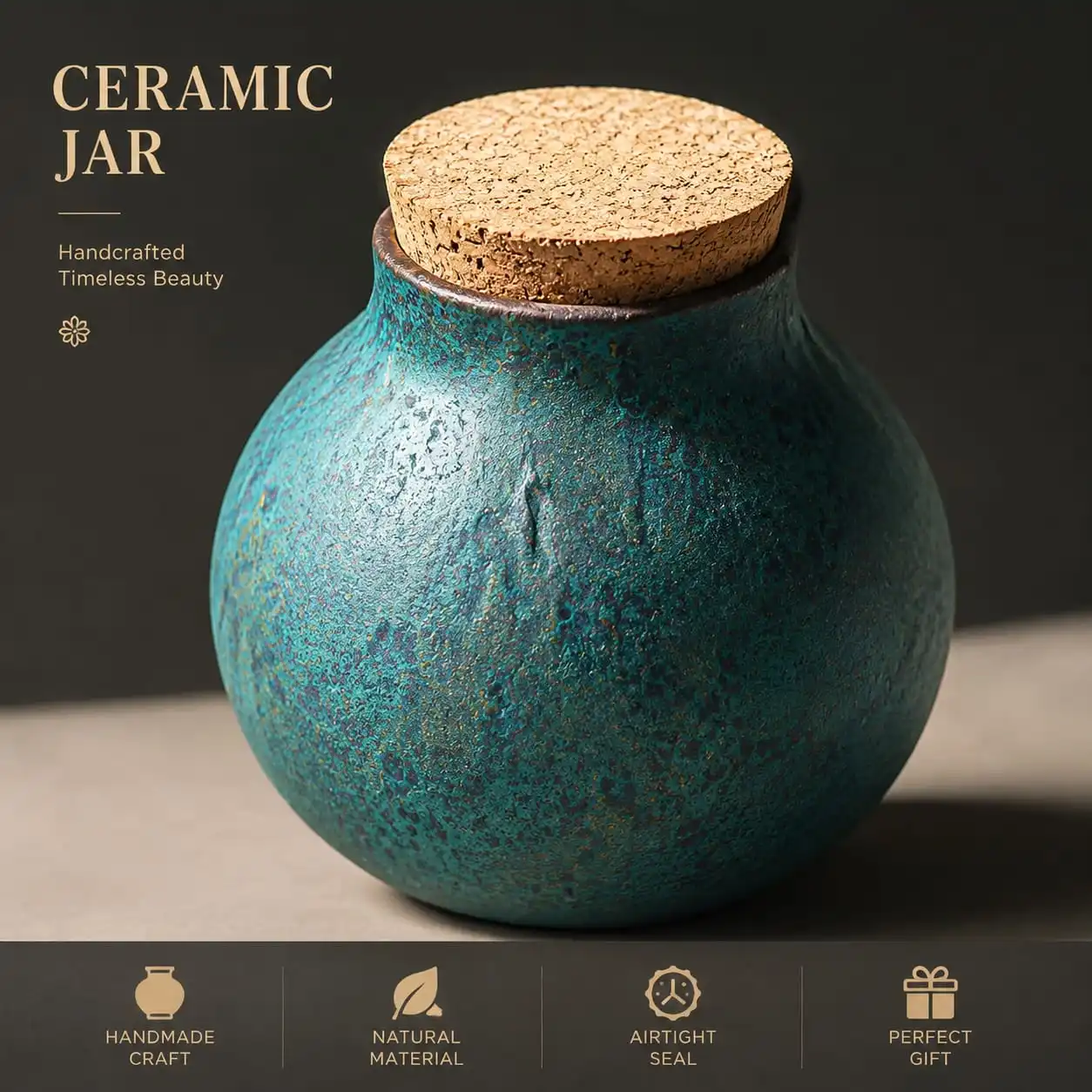 Retro lapis lazuli texture cork tea pot rock mine coarse pottery old rock mud material sealed tea storage waking tea pot