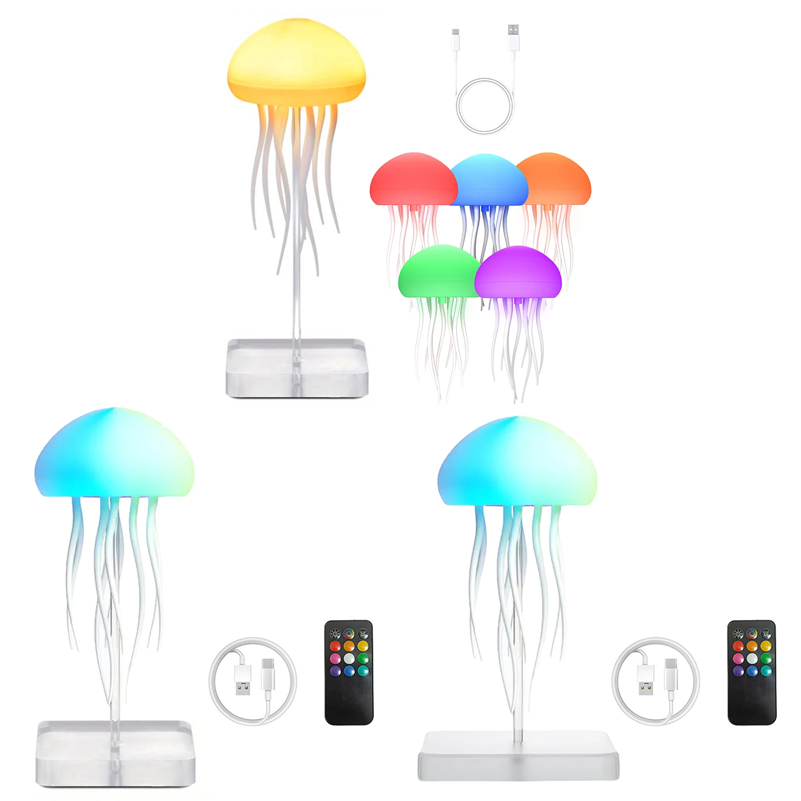 

LED Jellyfish Lamp with Base Cute Jellyfish Desk Lamp Rechargeable Jellyfish Dancing Leg Light for Bedrooms Living Room