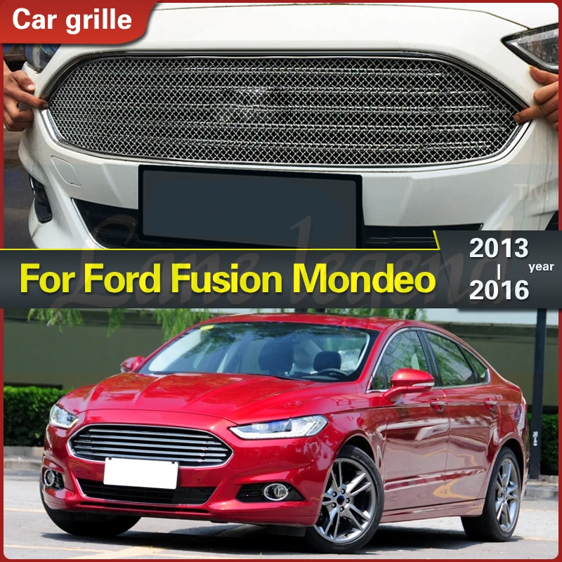 For Ford Fusion Mondeo 2013-2016 Honeycomb Mesh Grille Car Styling Black Silver Front Bumper Racing Grille Fit Racing Grills